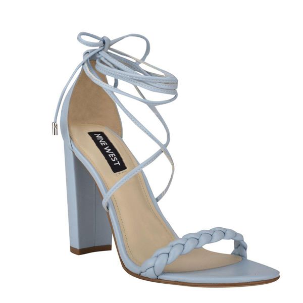 Nine West Monikka Ankle Wrap Blue Heeled Sandals | Ireland 91W68-1M60